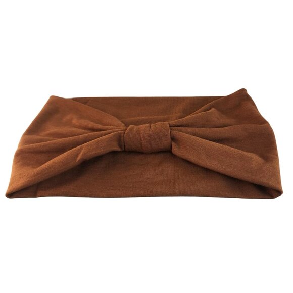 Brown Knit Headwrap Hairband Soft Stretchy Headband Fabric Unisex Sweatband - Picture 6 of 8